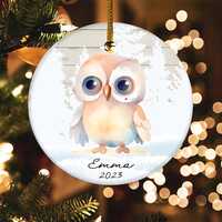 Personalized Winter Owl Ornament, Christmas Owl Ornament, Owl Decor, Owl Gifts, Custom Ornament, Chr