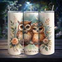 Owls Tumbler Wrap Digital Download 20oz Skinny Tumbler Seamless PNG Cute Owl Design Instant Download