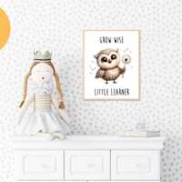 Digital Download -  "Grow Wise Little Learner" owl print - Inspirational Quote - Positive 