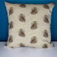Large owl Cushion Cover, barn owl, owl pillow, bird gift, linen cushions, luxury cushion with zip at