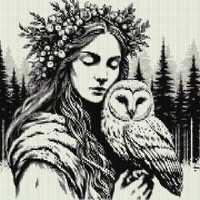 Mother nature and owl loom & peyote pattern for large bead tapestry - Miyuki 11 delicas - bead c