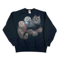 Vintage Owls Glittery Crew Neck Sweatshirt