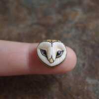 Cabochon Barn owl face, "Brown Mia" Porcelain by Lana Manna