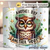 Funny Owl 20oz Tumbler Wrap: Sarcastic Cartoon Design (Digital Download)