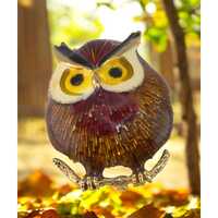 Vintage 1960s Owl Brooch: Mid-Century Gold Tone Enamel Pin