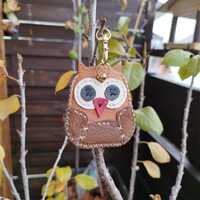 Handmade Leather Owl Keychain | Cute Animal Bag Charm | Unique Hand Stitched Gift | Nature Inspired