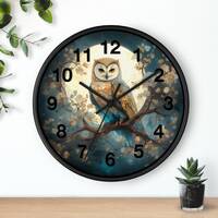 Wise Owl Wood Wall Clock: Whimsical Home & Office Decor