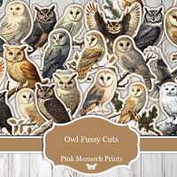 Owl Fussy Cuts, Bird Fussy Cut, Bird Junk Journal, Owl Junk Journal, Bird Digital, Bird Junk Journal