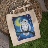 Midnight White Owl Tote Bag - Cute Tote Bag, Aesthetic Tote Bags, Tote Bag, Book Bag, Best Tote Bag,