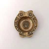 Vintage 1980s Brass Owl Trinket Tray or Ashtray-Nice Patina