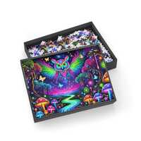 Neon Owl Puzzle Vibrant Enchanted Forest Glow in the Dark Vibes