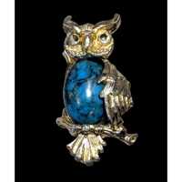 Vintage Gerrys Gold Tone Faux Turquoise Owl Brooch