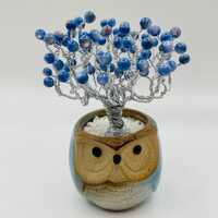 Owl wire gem tree, blue lace agate, handmade home decor, bird lovers, crystal tree, gemstone creatio