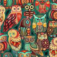 Owl Fabric / 100% Quilting Cotton / Teal Owl Fabric / Sahul Land / Stacked Owls Teal 59-6963 / by Oa