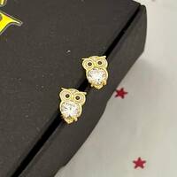 Tiny Owl CZ Stud Earrings, Sterling silver Gold Owl Dainty Jewelry, Elegant Earrings, Gift for her, 