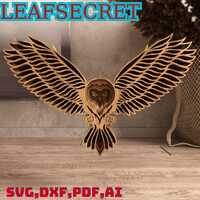 Barn Owl Wall Sculpture: Layered Wooden Statue, Laser Cut Files (SVG, DXF)