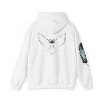 Owl and Feather Design Hoodie | Cozy Unisex Sweatshirt for Nature Lovers, Ideal Gift for Birthdays, 