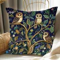 Cottagecore Owls Pillow, Decorative Owls Throw Pillow