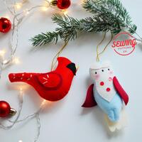 Set of Owl Ornament and Red Cardinal DIY Patterns | Christmas Tree Decor PDF Sewing Pattern