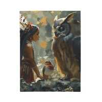 Iroquois Fairy, Robin & Owl Blanket: Whimsical Woodland Plush Throw