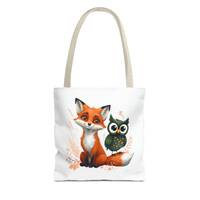 Fox and Owl Tote Bag ~Adventure is Better When Shared~, Nature-Inspired Reusable Tote Bag for Kids, 