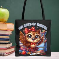 100 Days of School Owl Coquette Tote Bag, Student Teacher Bookbag, School Event Party Favor Gift, Sc