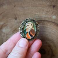 Light Owl Brooch | Pin | Cottage Core Accessory
