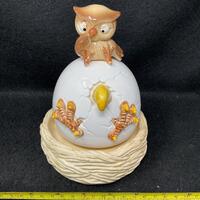 Owl on Hatching Egg Musical Whoo do I turn too from Otagiri Japan