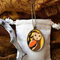 Large Dark Owl Pendant | Necklace | Cottage Core Accessory