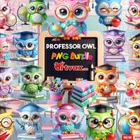 Professor Owl 3D PNG Bundle, Cute Graduation Owl Clipart