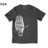 Hand Screen Printed Owl T-Shirt: Comfort Colors 100% Cotton