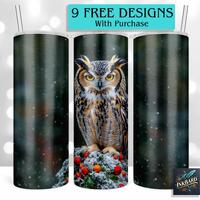 Winter Christmas Owl 20 oz Skinny Tumbler Sublimation Design Digital Download PNG Instant DIGITAL ON