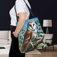 Barn Owl Tote Bag Hooter Birdie Birdwatcher Unisex Bird Watching Carryall Sack, Wildlife Forest Anim