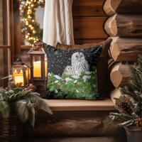 Owls in Winter Pillow, Snowy Owl Christmas Holiday Decor