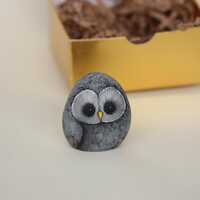 little BABY GREY OWL painted rock