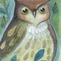 Woodland owl Art Print | CJ Metzger | 5x7 | 8x10 matte