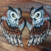 6" Horned Owl ~ Embroidered iron-on patch, owl applique, embroidery art