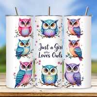 Owl Tumbler Wrap PNG: 20 oz Skinny Sublimation Design (Digital Download)