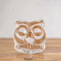 Lars Hellsten paper weight presse papier owl uil van kristal glas