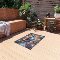 Magical Owl Outdoor Rug | Bohemian Decor, Patio Mat, Camping Accessory, Garden Area Rug, Colorful Fl