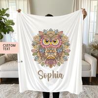 Mandala Owl Girl Name Blanket Personalized Owl Name Throw girl birthday gift cute owl gift for owl l