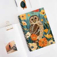 Barred Owl - Spiral Notebook - Ruled Line, medium sized, note taker, for doodling, brain storming id