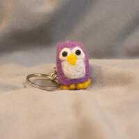 Purple Owl Keychain – Needle Felted Wool Bag Charm – Handmade Bird Lover Gift – Cu