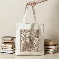 Owl print canvas fabric shopping tote bag French country toile owl tote bag gift owl lover woodland 