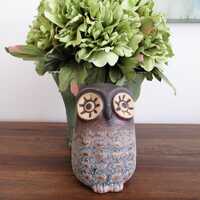 Adorable Pottery Owl Vase #3 - 5 1/8"