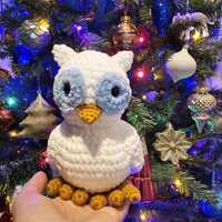 Handmade Crochet Owl Plush: Soft Yarn Cozy Gift