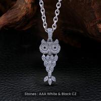 Marquise AAA CZ Diamonds Iced Out Owl Pendant Necklace 925 Sterling Silver Hip Hop Jewelry Gothic Ha