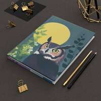 Beautiful Owl Journal, Snowy Owl Great Horned Owl, Moon Notebook, Diary, Sketchbook, Planner Gift