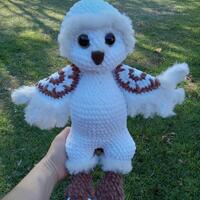 Crocheted Arctic Owl Plush: Soft Yarn Stuffed Animal (15 inch)