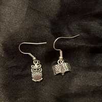 Book and Owl Earrings Open Book Gift for Book Lover Jewelry Bibliophile Gift for Reader Student Book